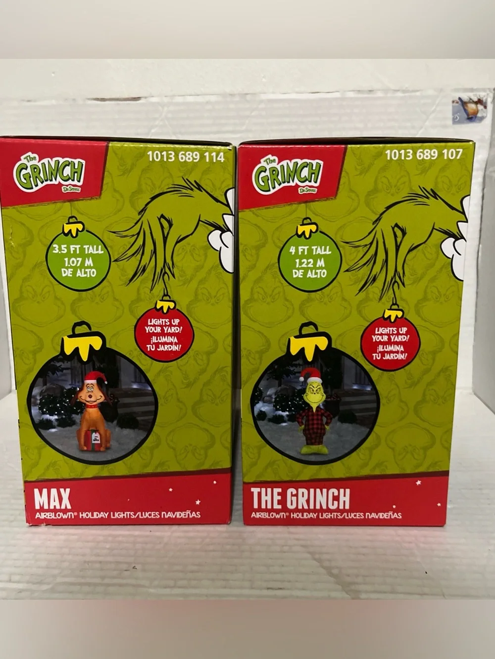 The Grinch 4’ & MAX 3.5’ Tall Light Up LED Inflatable Holiday Yard Decor Set New